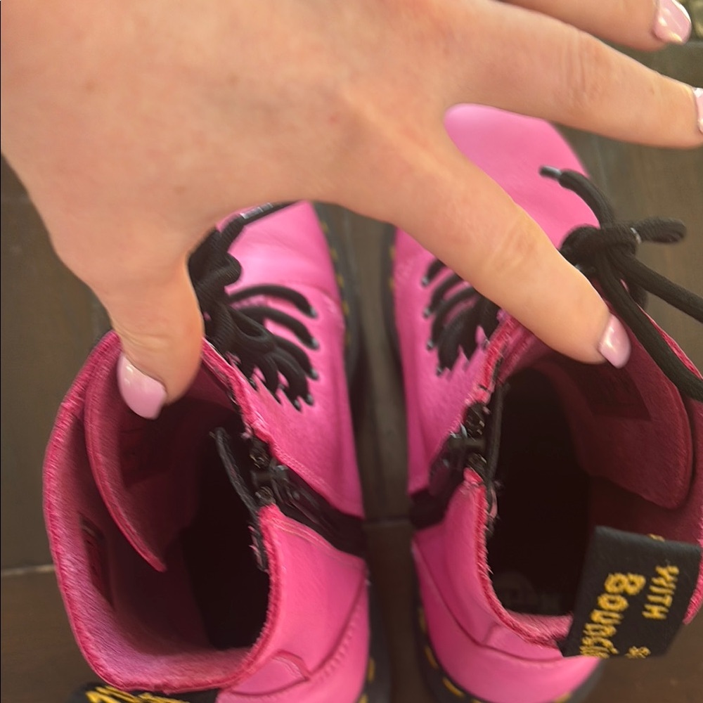 Dr. Martens Pink Leather Women's Boots jadon platform boot - Picture 10 of 15